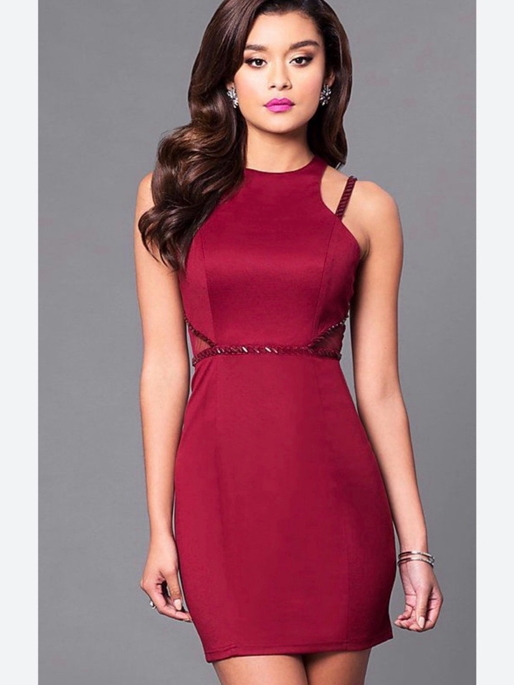 Minuet Mini Pencil Dress Burgundy Size M